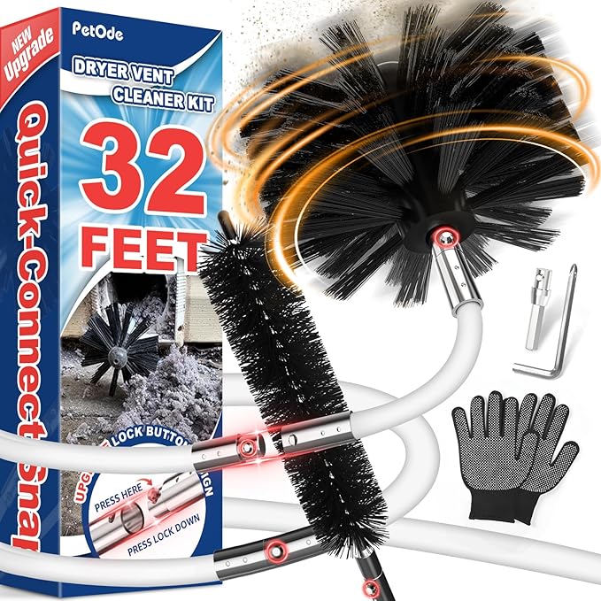32 Feet Dryer Vent Cleaner Kit, Enhanced Flexible